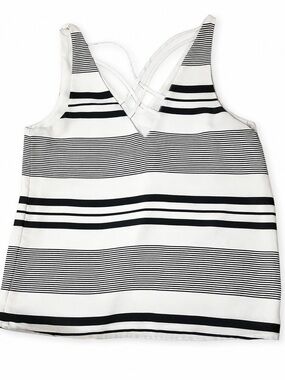 Express Women’s XS Sleeveless Black and White Blouse With Horizontal Stripes